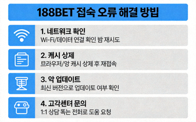 188BET 접속 오류 시 해결 방법 안내 이미지