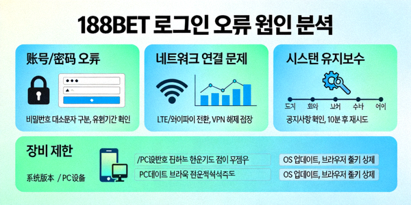 188BET 로그인 오류 원인 분석을 설명하는 다이어그램 이미지