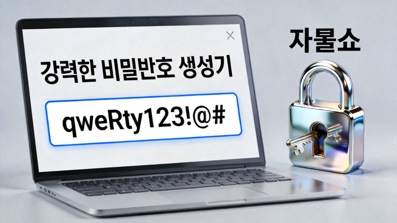 노트북 화면에 표시된 강력한 비밀번호 생성기 및 자물쇠 아이콘
