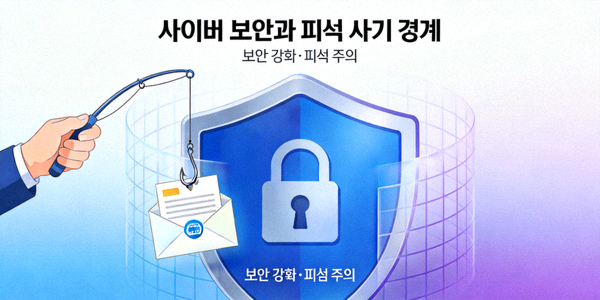 사이버 보안과 피싱 사기 경계를 상징하는 그림