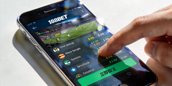 스마트폰에서 188BET 모바일 앱을 사용하는 모습